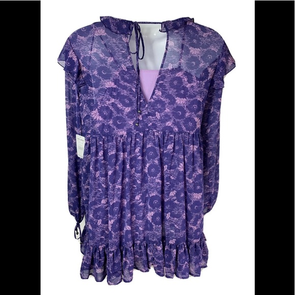 Free People Medium Mini Dress Tunic Ruffles NWT - Picture 12 of 12